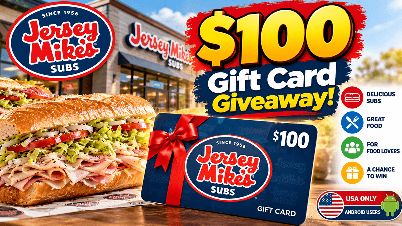 Get a $100 Jersey Mike’s Gift Card, Jersey Mike’s gift card giveaway, $100 gift card giveaway USA, Jersey Mike’s gift card offer, Win a $100 Jersey Mike’s gift card